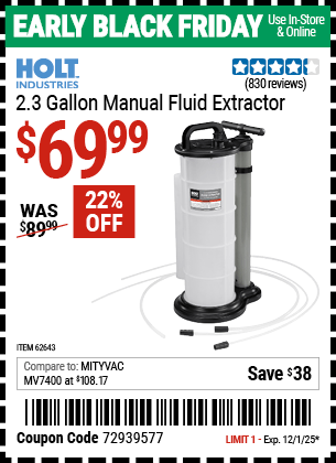 Harbor Freight Coupons, HF Coupons, 20% off - 2.3 Gal. Manual Fluid Extractor