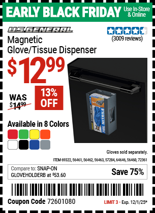 Harbor Freight Coupons, HF Coupons, 20% off - Magnet Glove/tissue Dispenser