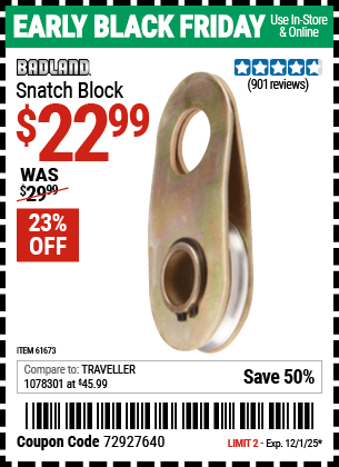 Harbor Freight Coupons, HF Coupons, 20% off - Snatch Block