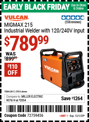 Harbor Freight Coupons, HF Coupons, 20% off - MIGMax 215 Industrial Welder with 120/240 Volt Input