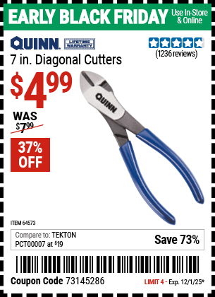 Harbor Freight Coupons, HF Coupons, 20% off - 7 in. Diagonal Cutters Quinn