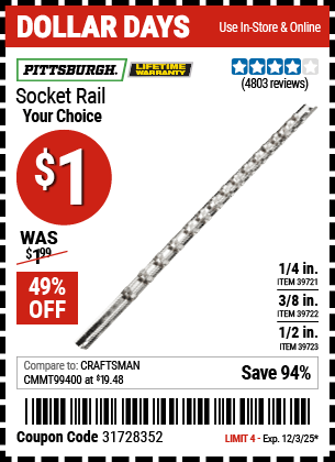 Harbor Freight Coupons, HF Coupons, 20% off - Socket Rails