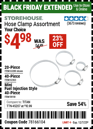 Harbor Freight Coupons, HF Coupons, 20% off - Hose Clamp Assortment Kit for $5.99