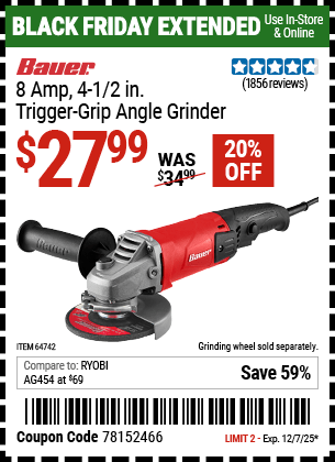 Harbor Freight Coupons, HF Coupons, 20% off - Bauer 4-1/2