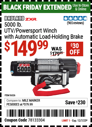 Harbor Freight Coupons, HF Coupons, 20% off - BADLAD ZXR 5000 lb.