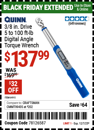 Harbor Freight Coupons, HF Coupons, 20% off - Quinn 3/8
