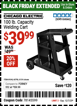 Harbor Freight Coupons, HF Coupons, 20% off - Mig-flux Welding Cart