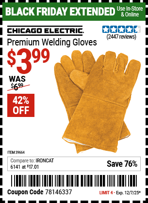 Harbor Freight Coupons, HF Coupons, 20% off - Premium Welding Gloves