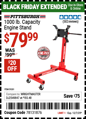 Harbor Freight Coupons, HF Coupons, 20% off - PITTSBURGH 1000 lb. Capacity Engine Stand 