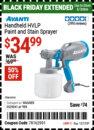 Harbor Freight Coupons, HF Coupons, 20% off - Avanti Hvlp Hand Held Paint Sprayer