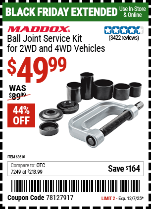 Harbor Freight Coupons, HF Coupons, 20% off - Ball Joint Service Kit For 2wd And 4wd Vehicles