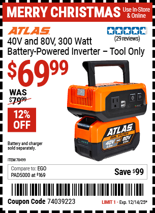 Harbor Freight Coupons, HF Coupons, 20% off - ATLAS 40V and 80V 