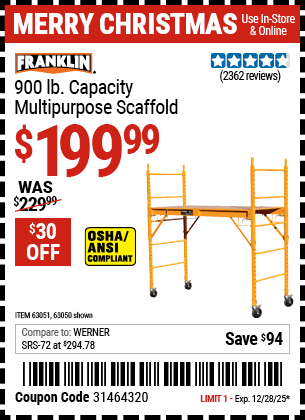 Harbor Freight Coupons, HF Coupons, 20% off - Heavy Duty Portable Scaffold