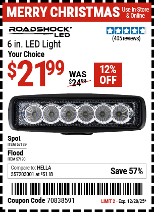 Harbor Freight Coupons, HF Coupons, 20% off - 6 in. LED Spot Light