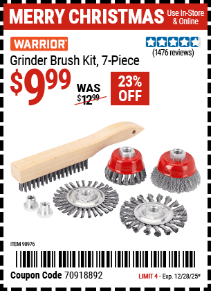 Harbor Freight Coupons, HF Coupons, 20% off - 7 Piece Grinder Brush Kit