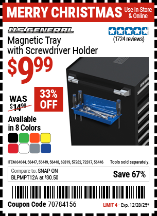 Harbor Freight Coupons, HF Coupons, 20% off - Magnetic Trays With Screwdriver Holder
