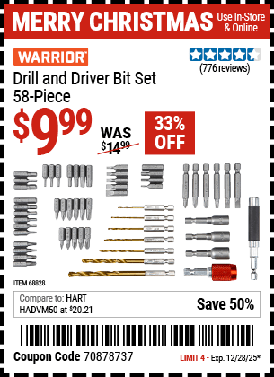 Harbor Freight Coupons, HF Coupons, 20% off - 58 Piece Quick Release Drill And Driver Bit Set