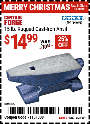 Harbor Freight Coupons, HF Coupons, 20% off - 15 Lb. Rugged Cast Iron Anvil