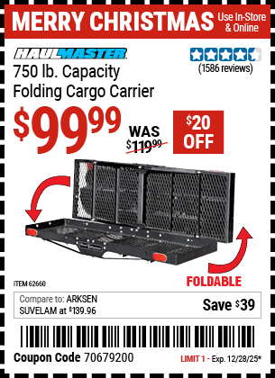 Harbor Freight Coupons, HF Coupons, 20% off - Heavy Duty Folding Steel Cargo Carrier