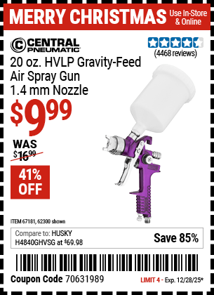 Harbor Freight Coupons, HF Coupons, 20% off - 20 Oz. Gravity Feed Spray Gun