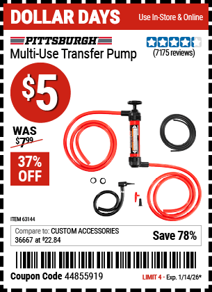 Harbor Freight Coupons, HF Coupons, 20% off - Multi-use Transfer Pump