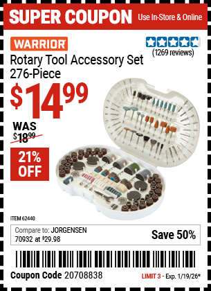 Harbor Freight Coupons, HF Coupons, 20% off - 276 Pc. Rotary Tool Accessory Set