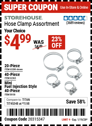 Harbor Freight Coupons, HF Coupons, 20% off - Hose Clamp Assortment Kit for $5.99
