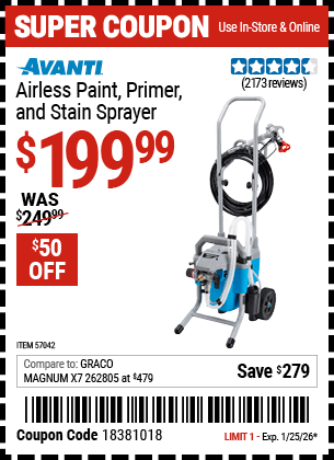 Harbor Freight Coupons, HF Coupons, 20% off - Airless Paint, Primer & Stain Sprayer