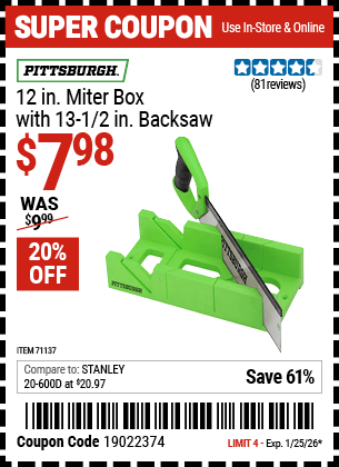 Harbor Freight Coupons, HF Coupons, 20% off - 71137