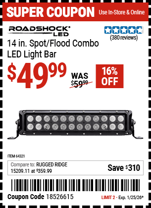 Harbor Freight Coupons, HF Coupons, 20% off - Roadshock 14