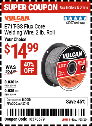 Harbor Freight Coupons, HF Coupons, 20% off - Flux Core Welding Wire