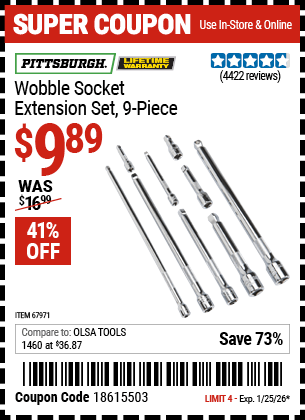 Harbor Freight Coupons, HF Coupons, 20% off - 9 Piece 1/4