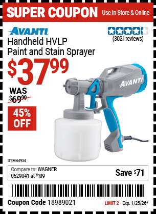 Harbor Freight Coupons, HF Coupons, 20% off - Avanti Hvlp Hand Held Paint Sprayer