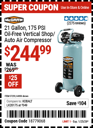 Harbor Freight Coupons, HF Coupons, 20% off - 57259