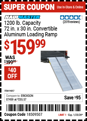 Harbor Freight Coupons, HF Coupons, 20% off - 1200 Lb. Capacity 30-1/4