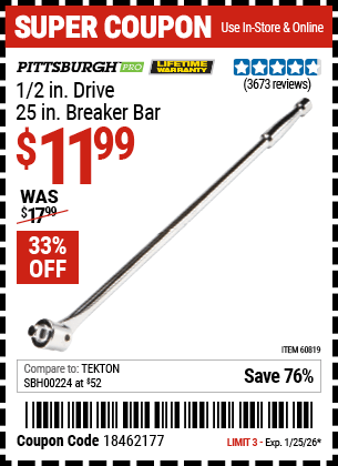 Harbor Freight Coupons, HF Coupons, 20% off - Pittsburgh Pro 1/2