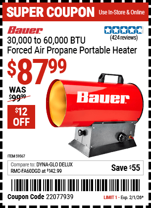Harbor Freight Coupons, HF Coupons, 20% off - BAUER 30 -000 