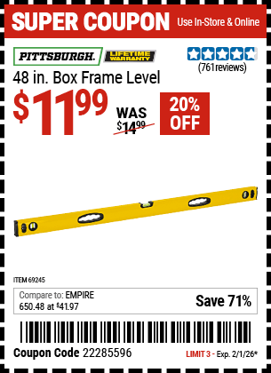 Harbor Freight Coupons, HF Coupons, 20% off - 48