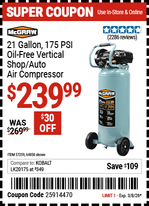 Harbor Freight Coupons, HF Coupons, 20% off - 57259