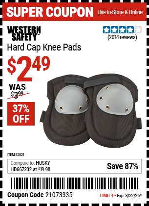 Harbor Freight Coupons, HF Coupons, 20% off - Hard Cap Knee Pads