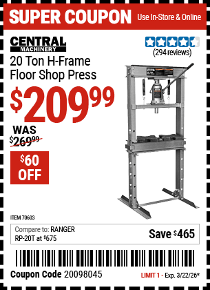 Harbor Freight Coupons, HF Coupons, 20% off - 70603