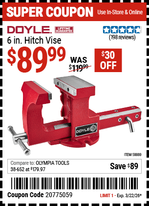 Harbor Freight Coupons, HF Coupons, 20% off - DOYLE 6 in. Hitch Vise 