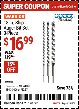 Harbor Freight Coupons, HF Coupons, 20% off - 3 Piece, 18