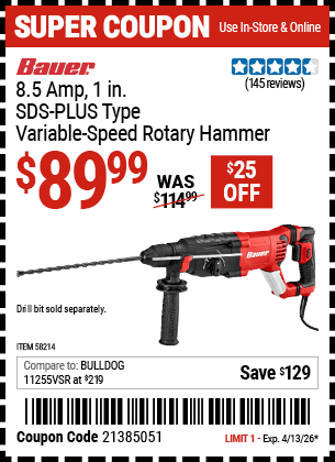 Harbor Freight Coupons, HF Coupons, 20% off - BAUER 8.5 Amp for $99.99