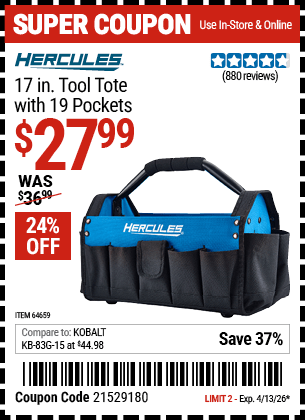 Harbor Freight Coupons, HF Coupons, 20% off - Hercules 17