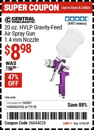 Harbor Freight Coupons, HF Coupons, 20% off - 20 Oz. Gravity Feed Spray Gun