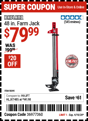 Harbor Freight Coupons, HF Coupons, 20% off - 58395