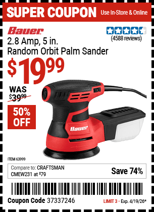 Harbor Freight Coupons, HF Coupons, 20% off - Bauer 2.8 Amp 5