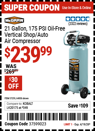 Harbor Freight Coupons, HF Coupons, 20% off - 57259