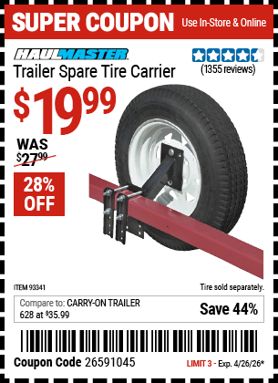 Harbor Freight Coupons, HF Coupons, 20% off - Trailer Spare Tire Carrier